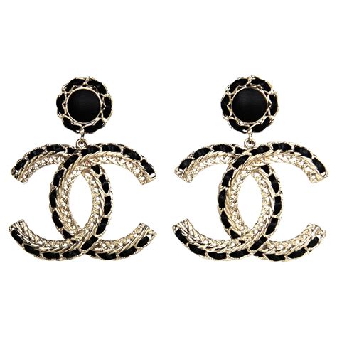 black chanel earrings replica|large chanel inspired earrings.